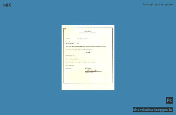 USA Apostille Beispielvorschau